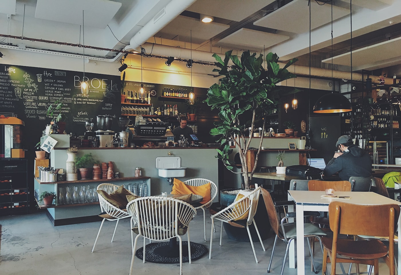 Cafe counter and seating